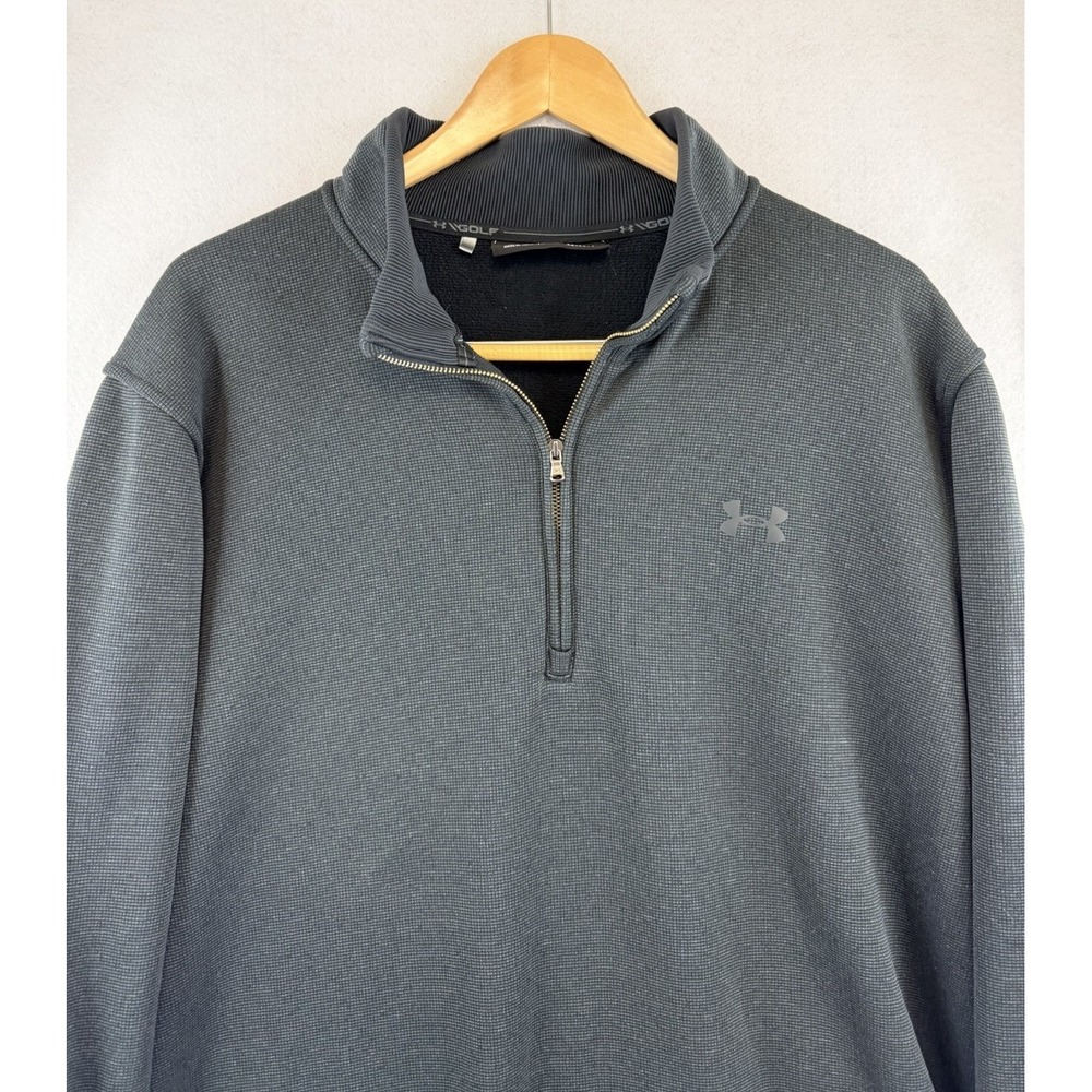 Under Armour UA Golf Sweater Mens 2XL XXL Dark Gray Loose Coldgear 1/4 Zip‎
